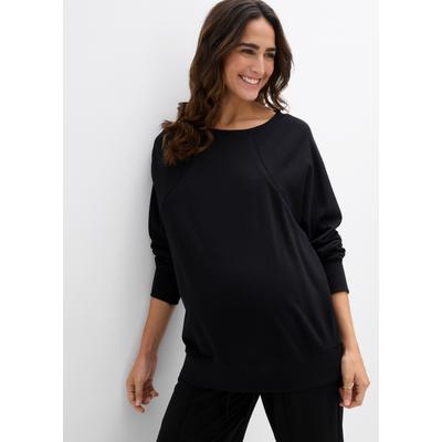 Sweatshirt BONPRIX, Damen, Gr. 40/42 (M), schwarz, Obermaterial: 100% Baumwolle, bequem, Sweatshirts Sweatshirt, mit unauffälligen Reißverschlüssen an der Vorderseite, casual