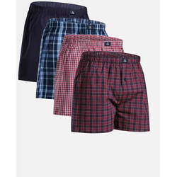 ORGANIC WOVEN BOXERSHORTS - 4-Pack - Blau/Rot - M