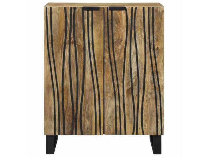 KTHLBRH Anrichte natur 60 x 33,5 x 75 cm Mangoholz massiv 2 Türen, geräumiger Stauraum für Wohnzimmer oder Esszimmer, rustikaler Stil