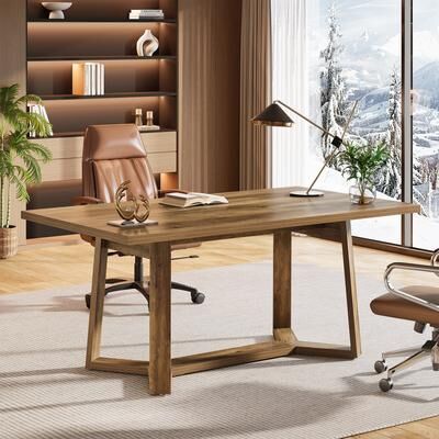 1Easylife 47-Inch Home Office Desk, Farmhouse Wood Executive Desk