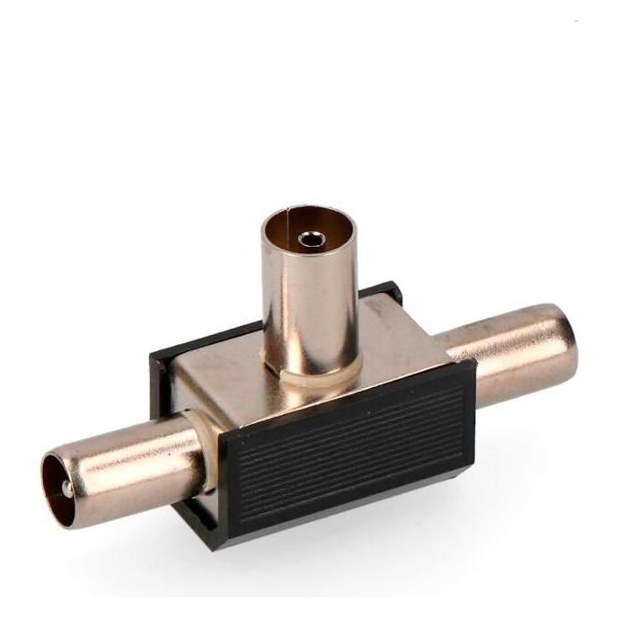 EDM Koaxialer TV-Splitter 1 Sockel + 2 Stecker schwarz geschrumpft (49368707)