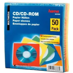 Hama CD/DVD/Blu-ray-Papierhüllen - 50 Stück farbig mehrfarbig, 12.5x12.5 cm
