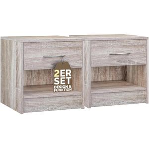 CASARIA Nachttisch Kiel, 109668, eiche, 2er Set, mit Schublade, (B/H/T) 39 x 41 x 28cm