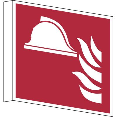 Brandschutzzeichen, Fahnen-/Nasenschild Mittel und Geräte zur Brandbekämpfung - ASR A1.3 (ISO 7010) - 200x200x1 mm Kunststoff nachleuchtend