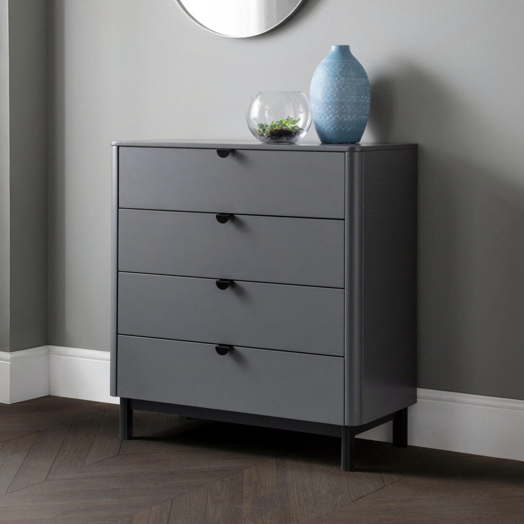 Brayden Studio Janine 85 cm W Chest of 4 Drawers Storm Gray 90cm H X 85cm W X 40cm D