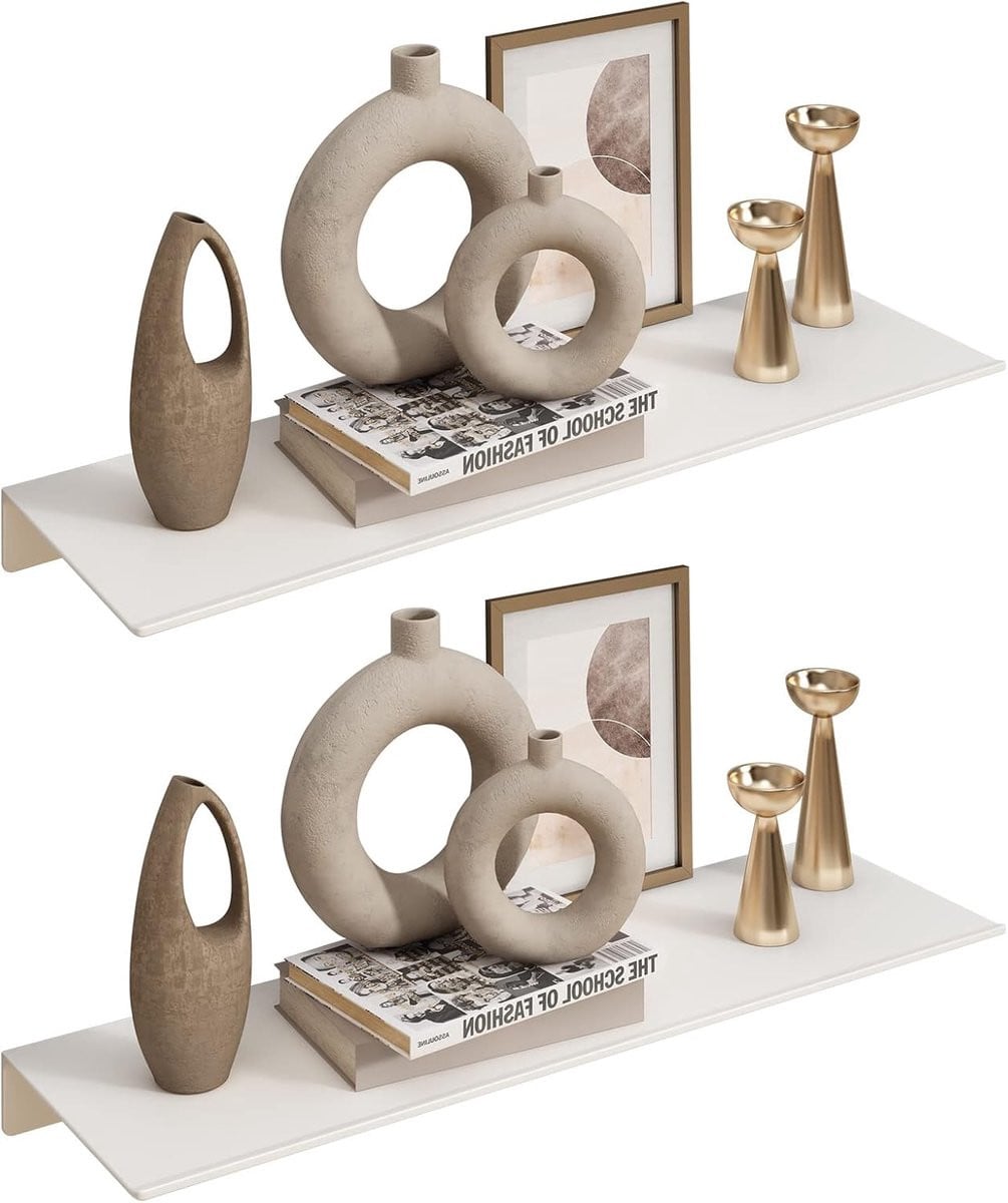 Wit Metalen Wandplank Medium voor Badkamer, Woonkamer of Keuken