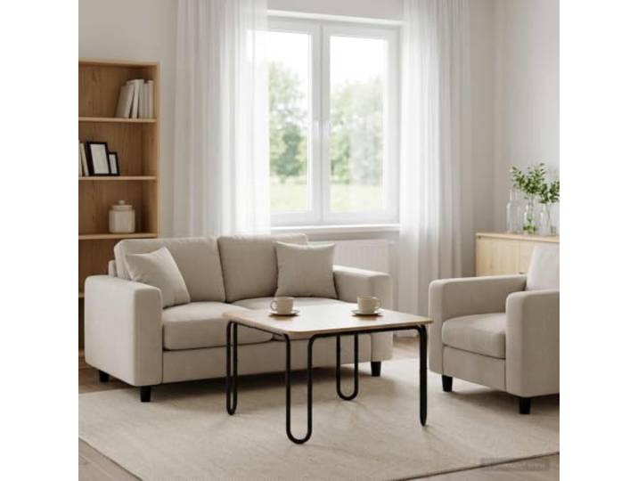 pokgdf Couchtisch Artisan-Eiche 100 x 100 x 45 cm Holzwerkstoff Holzwerkstoffplatte, verzinkter Stahlrahmen, U-förmige Beine, pflegeleichte Oberfläche, vielseitig einsetzbar