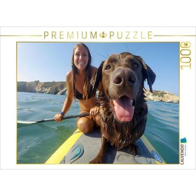 CALVENDO Puzzle Dieser Hund ist nicht wasserscheu | 1000 Teile Lege-Größe 64x48cm Foto-Puzzle für glückliche Stunden