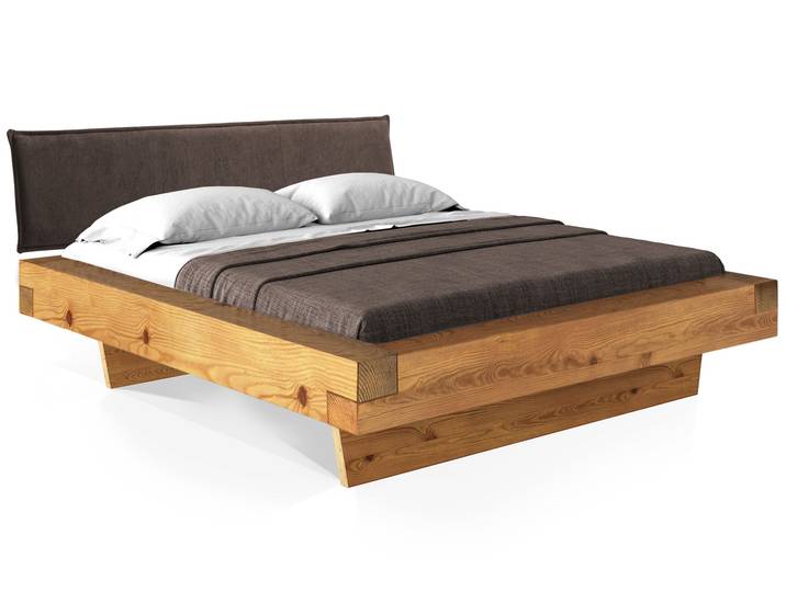 CURBY Balkenbett mit Polsterkopfteil, Wangenfuß, Material