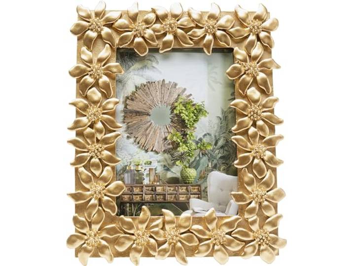 Kare Design Bilderrahmen Flower, 21x26cm, Gold, handgefertigt, Unikat, Blumen, Dekoration, Glamour, zeitlos, Office, Flur, Wohnzimmer