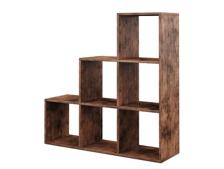 Treppenregal Raumteiler Vintage BONITA 6 Fächer 98 x 98 cm