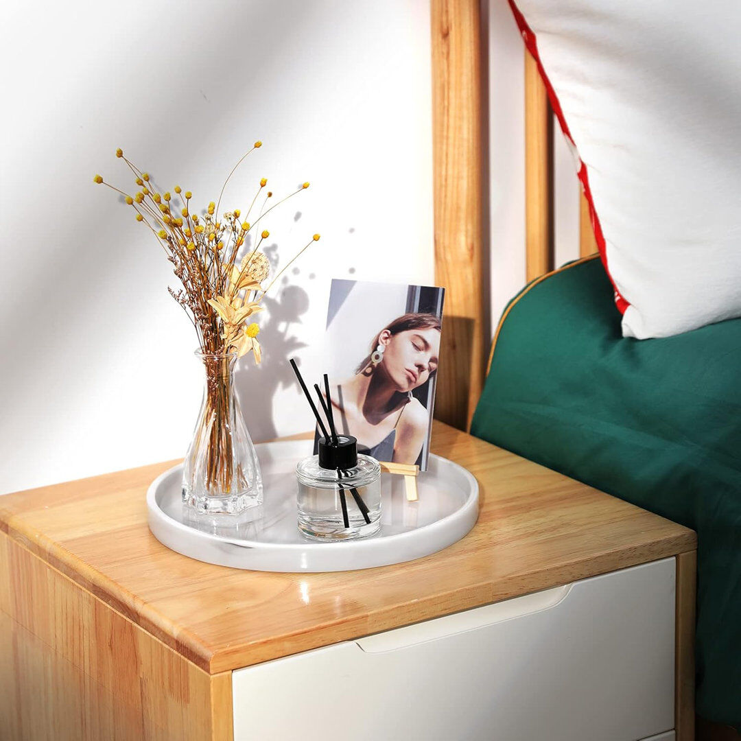 Ivy Bronx Tray Marble White 27cm W x 27cm D x 2.2cm H