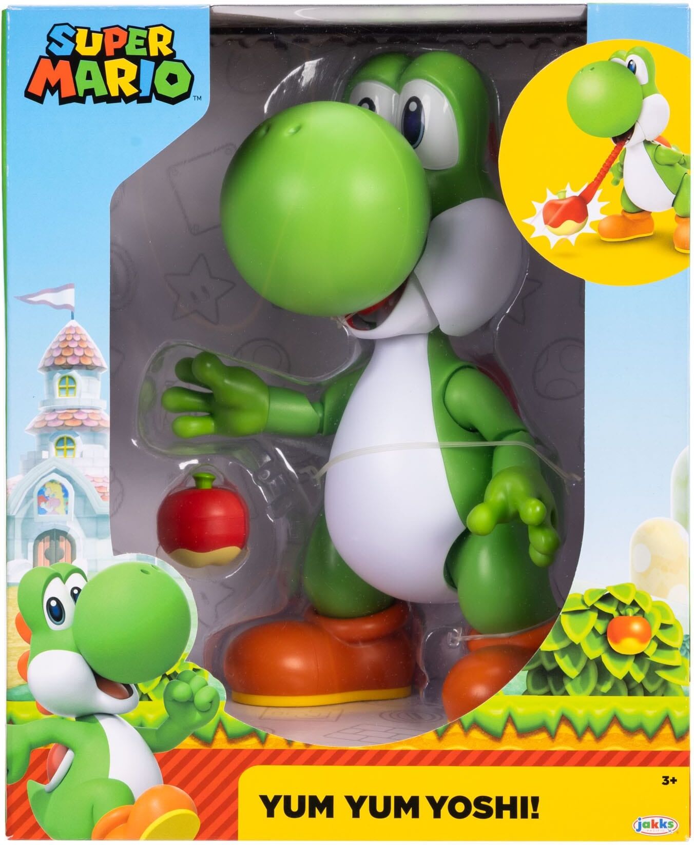 Super Mario Yum Yum Yoshi Interactive Feature Figure by Jakks Pacific - 9.5 in tall - Bright Green - For Kids