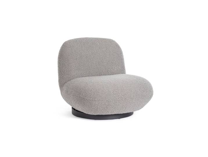 Fauteuil pivotant en tissu bouclette gris