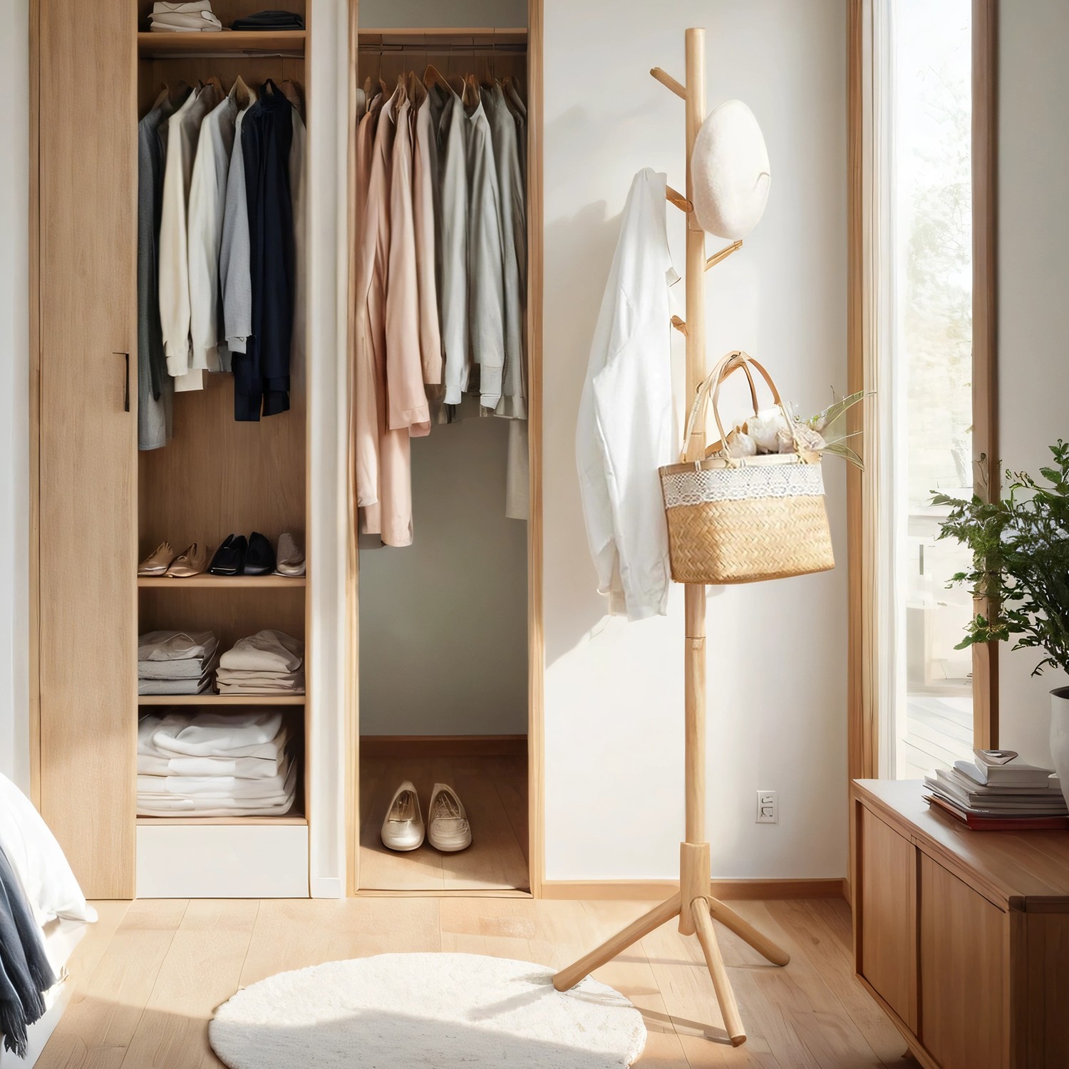 VASAGLE Garderobenständer, Kleiderständer aus Massivholz, Garderobe in Baumform RCRB35004N01