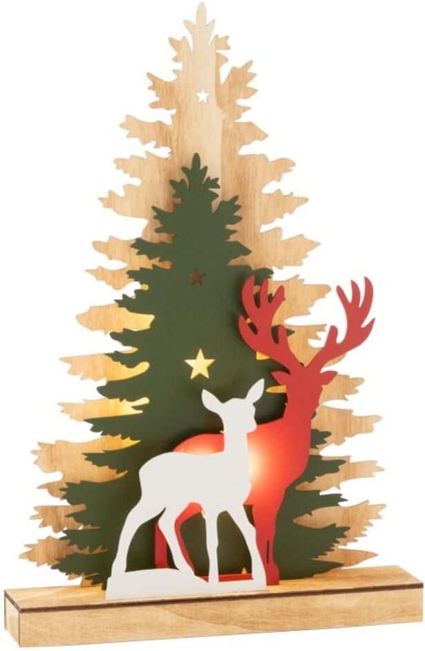 J-line Sapin décoratif en bois multicouleur 29.5x6x44.5 cm Multicolore 30x45x6cm