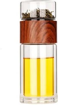 Inspired Living PureBrew Double Wall Glass Tea Infuser Bottle With Protective Sleeve b