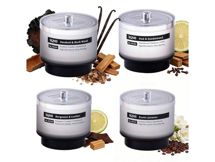 Duftkerze 4er Set Tabakwhisky, Mehrfarbig, Paraffin, 11 cm, Dekoration, Kerzen & Kerzenhalter, Duftkerzen