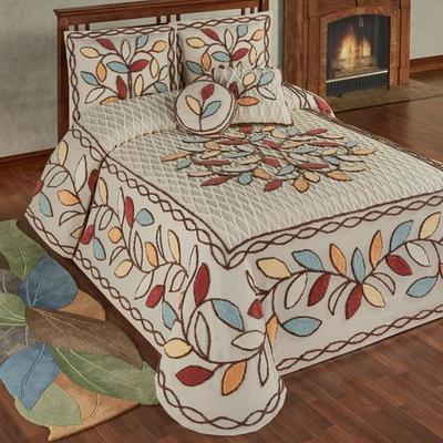 Touch of Class Bountiful Leaves Grande Bedspread Set Multi Warm, King, Multi Warm