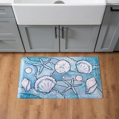 Evergreen "Shells Anti-Fatigue Door Mat, Sea Illustration - 30"" x 18"""