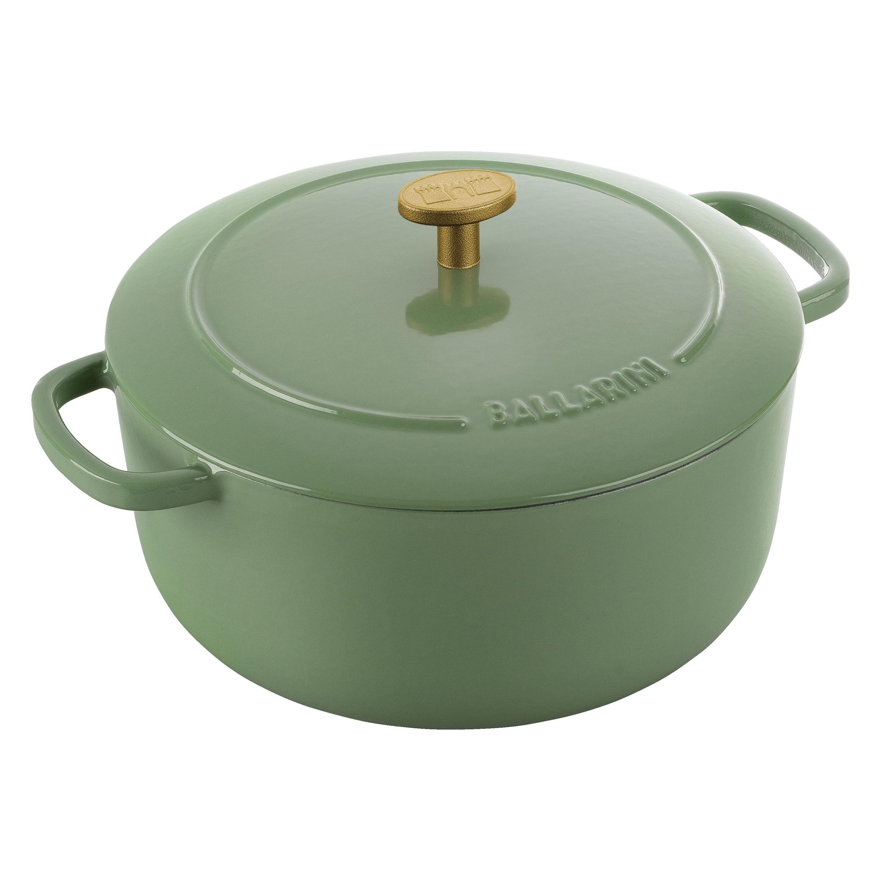 Ballarini Cocotte BELLAMONTE 22 cm rund 3,0 Liter Bräter aus Gusseisen grün (Gusseisen, 22 x 14.50 cm) (1023103)