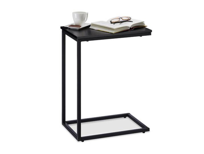 Relaxdays Beistelltisch Schwarz Metallgestell MDF Melamin, Metall, 30x61x45 cm, Wohnzimmer, Wohnzimmertische, Beistelltische