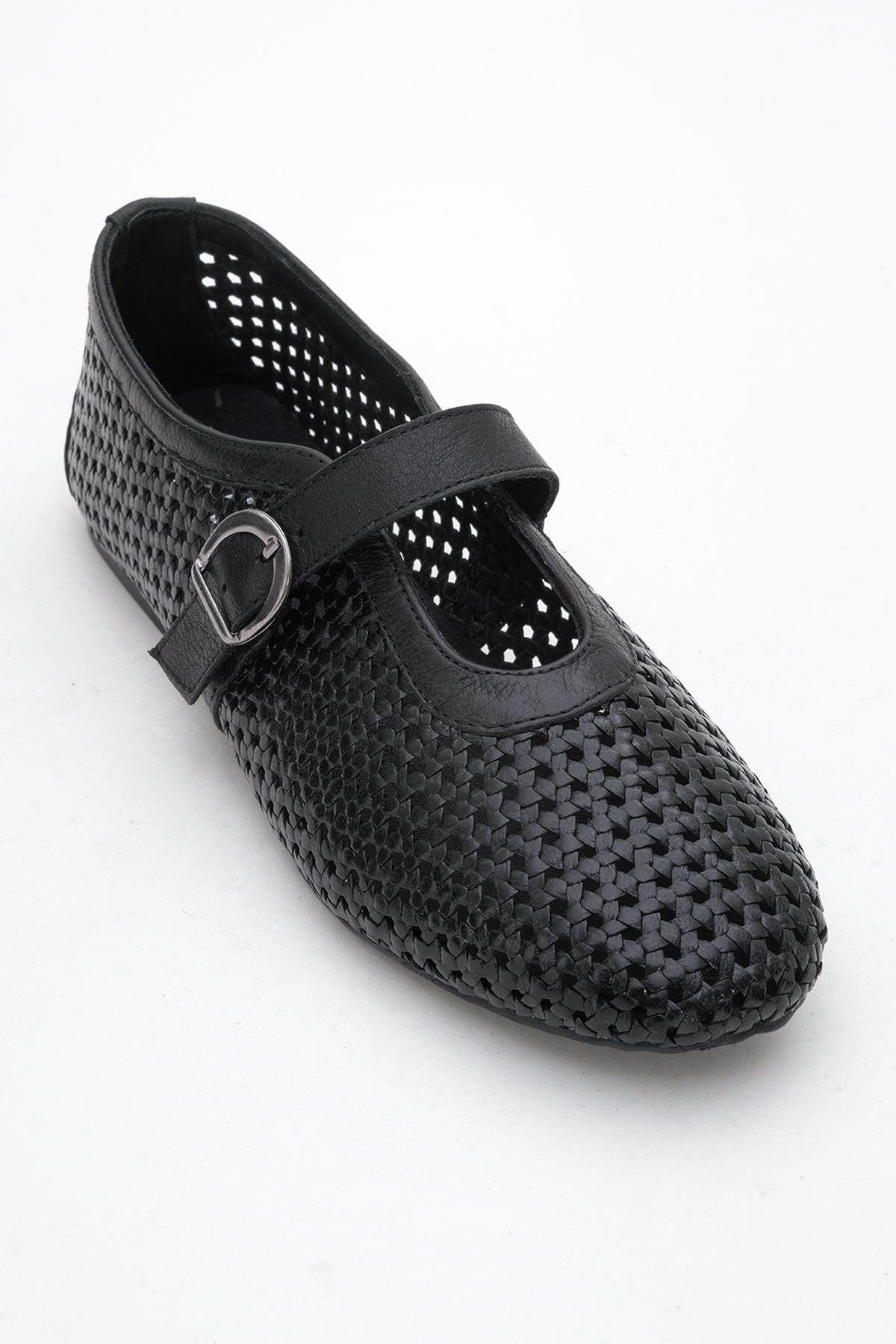 MIRELLA Geflochten Leder Ballerinas Damen