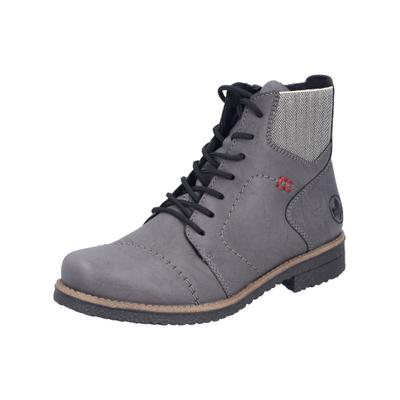 Schnürstiefelette RIEKER "Rieker Stiefelette Lederimitat", Damen, Gr. 40, grau (graphit), Lederimitat, Schuhe Schnürstiefelette