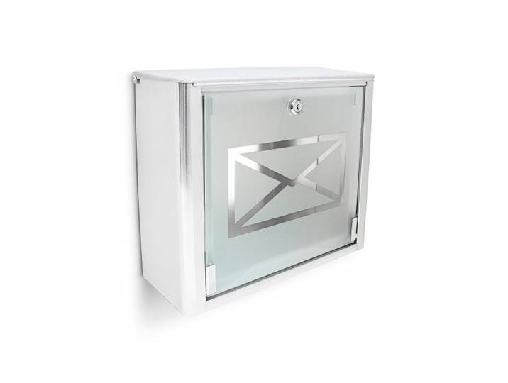 Relaxdays Briefkasten Glas mit Brief-Motiv