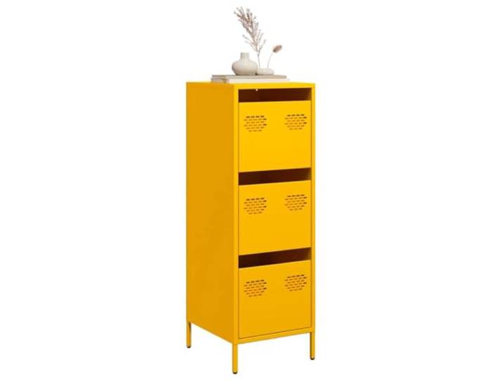 Jkghdrt Highboard Senfgelb 39x35x103,5 cm Stahl mit Schublade Kaltgewalzter Stahl, Metallfüße, Schublade, viel Stauraum, pflegeleichte Oberfläche