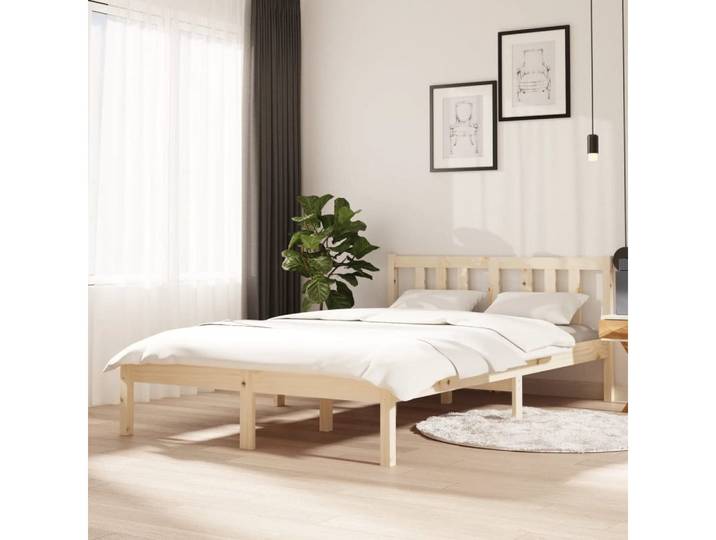 furnicato Bettgestell Massivholz 205,5x125,5x69,5 cm mit Kopfteil, naturfarben (1-tlg)