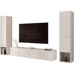 WOHNWAND ANGEL LINE II 3-teilig, mit LED-Beleuchtung, Kaschmir