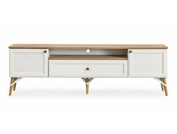 JVmoebel Lowboard Skandinavisches TV-Lowboard mit Holzoberfläche und schlichten Türen, Made in Europa