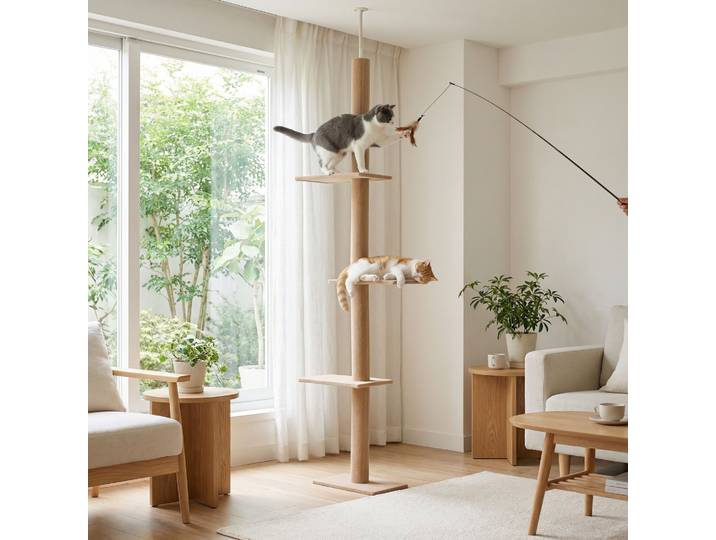 PawHut Arbre Chat Réglable 4 Niveaux Marron 260cm