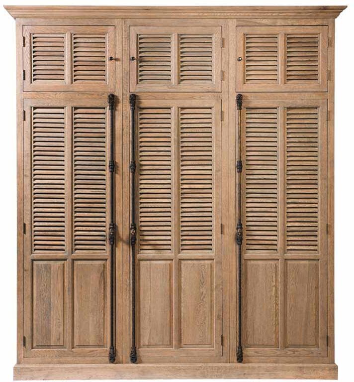 Pharao24.de Landhaus Kleiderschrank mit Lamellentüren Eiche
