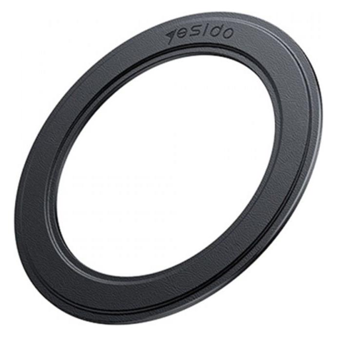 Yesido - MagSafe Adapter (C208) - Metal Plate, Round Shape, Leather Pattern, Universal - Black (C208)