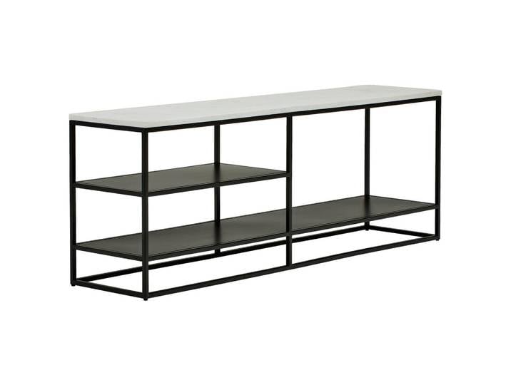 Livetastic Lowboard, Schwarz, Metall, Stein, Marmoroptik, 3 Fächer, 150x35x55 cm, handgemacht, Wohnzimmer, Wohnwände, Lowboards