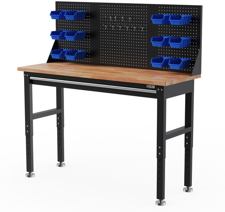 HBM établi robuste 152 cm, avec un tiroir et un panneau arrière