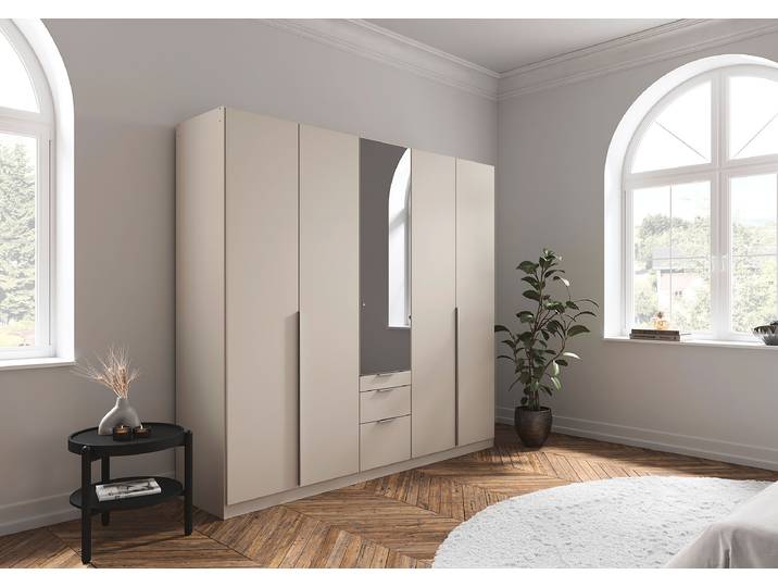 Armoire Alabama avec miroir gris A 226cm Beige/Cachemire Aluminium