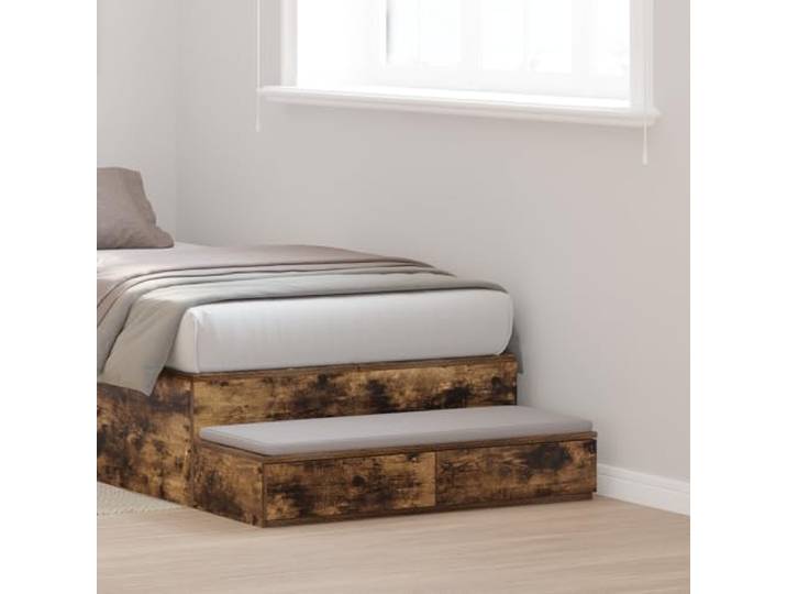 HEFZGDB Moderner Nachttisch aus geräucherter Eiche Holzwerkstoff 90x36,5x16,5 cm mit Zwei Schubladen für Stauraum und Organisation, schlankes Design für funktionales Schlafzimmer