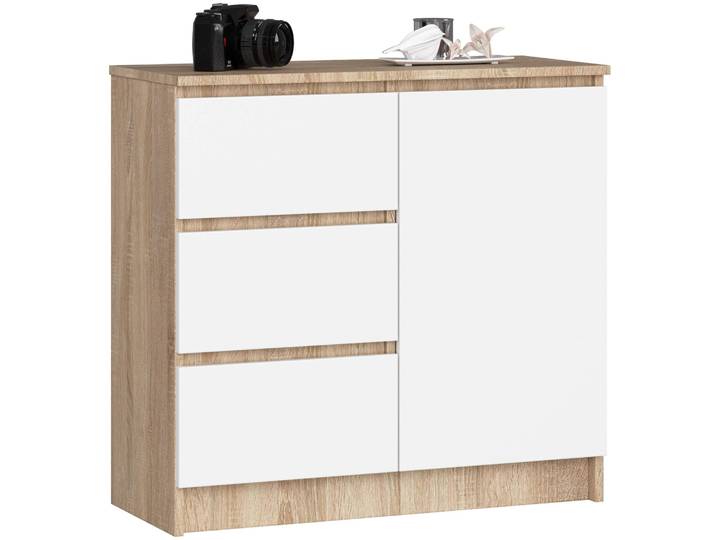 Commode K80 JERRY en chêne Sonoma et blanc avec rangement et design moderne