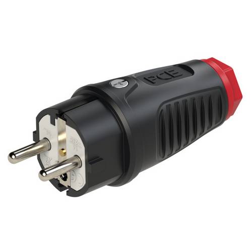 PCE 0521-sr Schutzkontaktstecker Gummi, Thermoplast 250V Schwarz, Rot IP54
