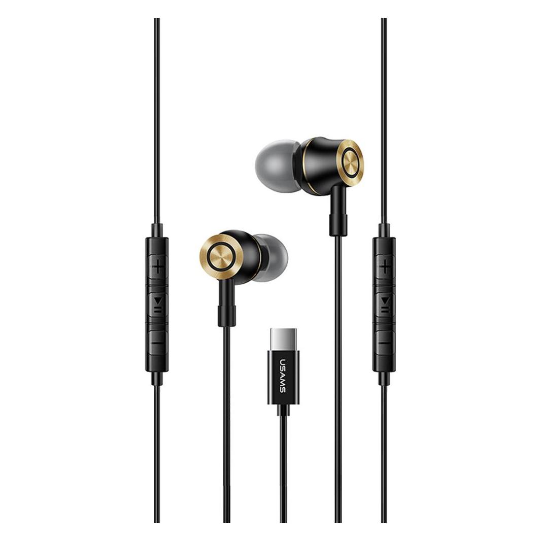 Usams Słuchawki stereo EP-43 metal USB-C czarny/black HSEP4301 (ANC, Kabelgebunden) (HSEP4301)