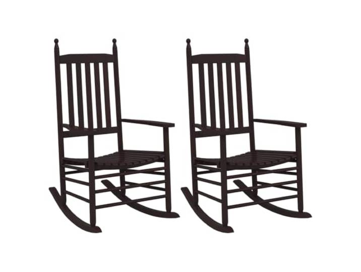 Schaukelstuhl aus massivem Pappelholz, braun, 2 Stück Massives Pappelholz, wetterfest, bequemer Sitz, hohe Rückenlehne, Terrasse, Garten, Balkon, Veranda