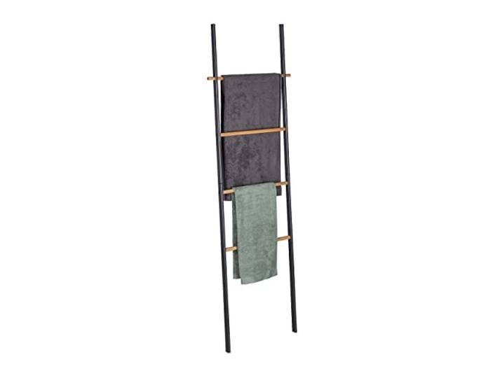 Relaxdays Handtuchleiter, Holz & Metall, 4 Sprossen, anthrazit/Natur