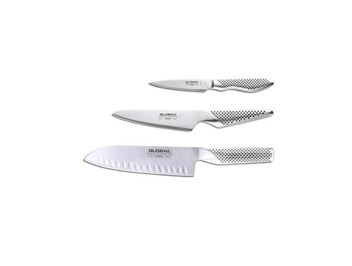 Global Yoshikin Messerset 3-teilig G-80338 (Santoku, kleines Kochmesser, Schälmesser)