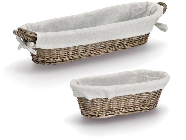 Brotkorb ZELLER PRESENT Baguette , beige (natur), Baumwolle, Massivholz, Lebensmittelaufbewahrungsbehälter, Brotkorb, Stylisch im Landhausstil