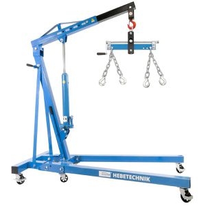Güde Werkstattkran 24366, Motorkran mit Balancierer, 1000 kg Tragkraft, fahrbar & klappbar, Hubhöhe bis 216 cm