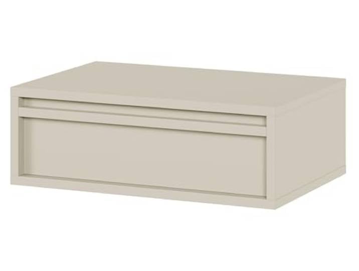Selsey Table De Chevet Suspendue Table D’Appoint avec Tiroir 50 cm Table De Nuit Beige Gris Evo