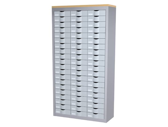 Paperflow Armoire 3 colonnes Cycladis 60 tiroirs - Ht 169,5 cm - Aluminium